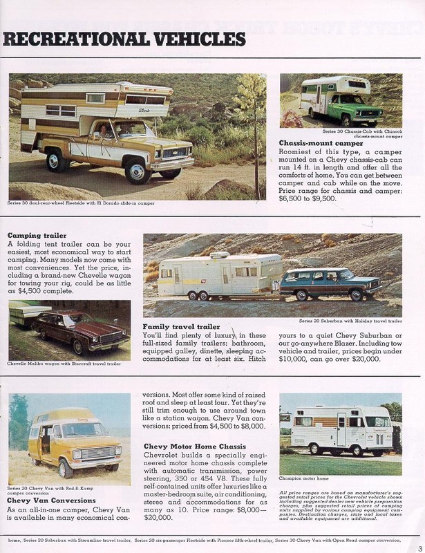 1974 Chevrolet Recreational Vehicles Brochure Page 3